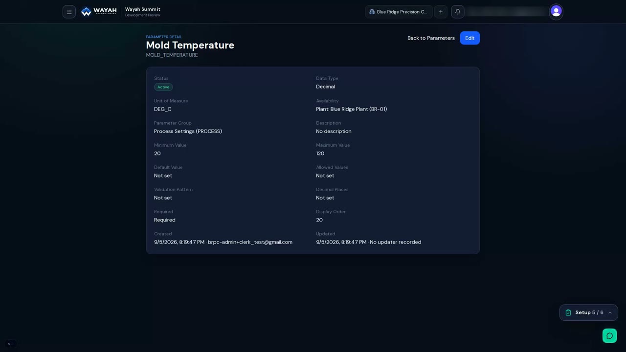 Summit Parameter scope settings