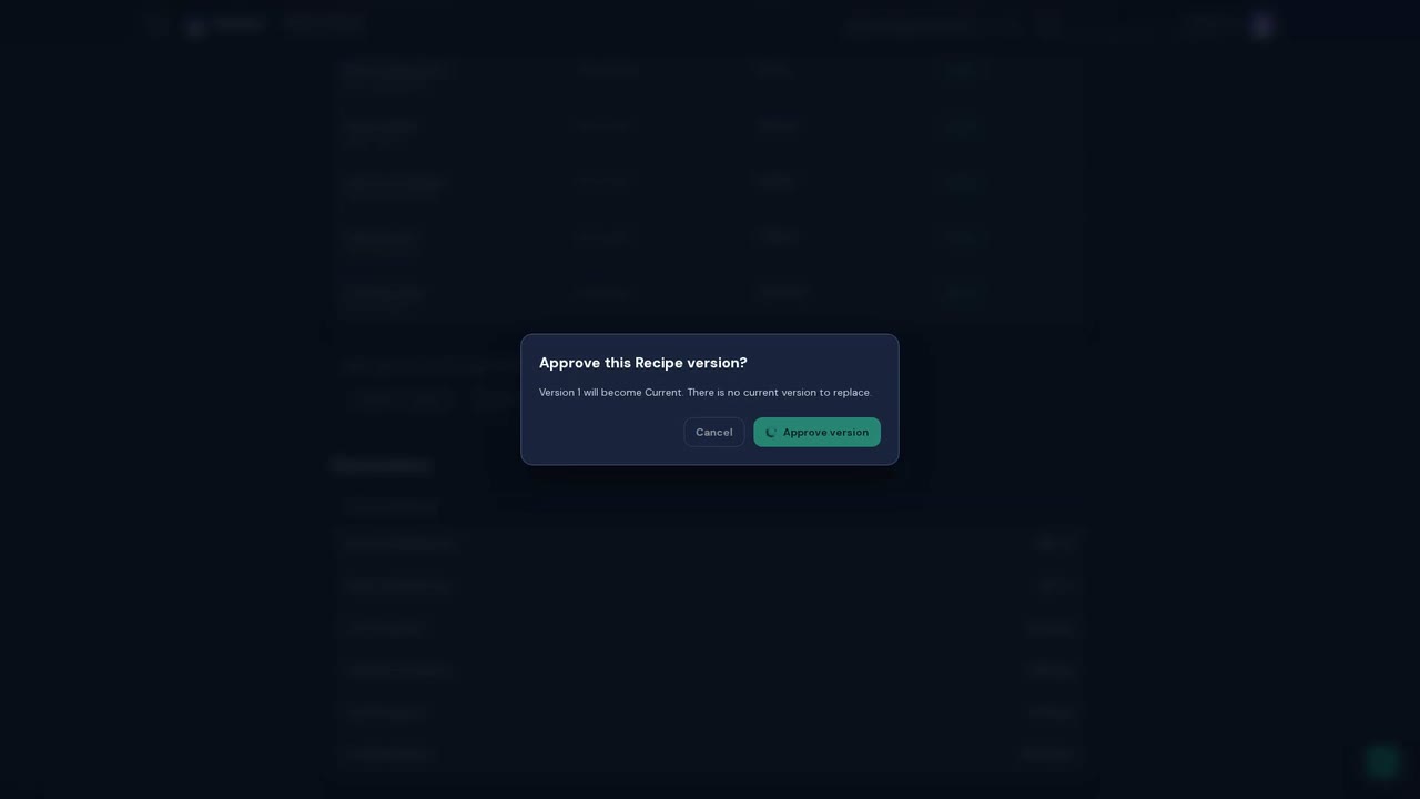 Summit Recipe approval review